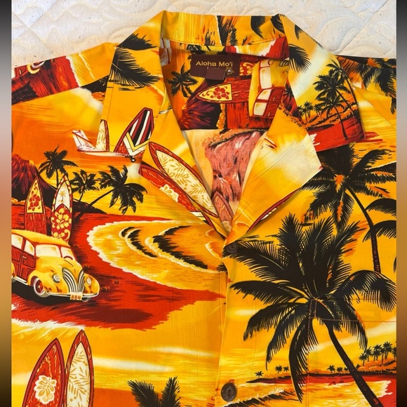 Vintage Royal Creations Mens XL Hawaiian Shirt Made in Hawaii Aloha Orange Red - Picture 2 of 12